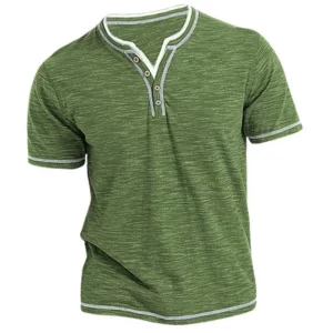 New Cotton Small V-neck Short Sleeve T-shirts Men's Casual Henley Collar Shirt Casual Slim Elastic Tops Tees Bottoming Shirts - Image 5