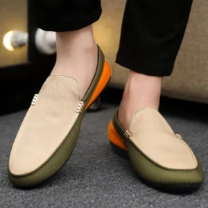 2025 Spring/Autumn New Arrivals: Fashionable Men's Shoes Large Colour Block Patchwork Loafers Versatile Stylish Student Shoes - Image 2