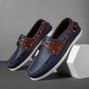 Men's Trendy Apron Toe Loafer Shoes, Slip On Comfy Non Slip For Outdoor Walking Traveling, Spring And Summer - Image 1
