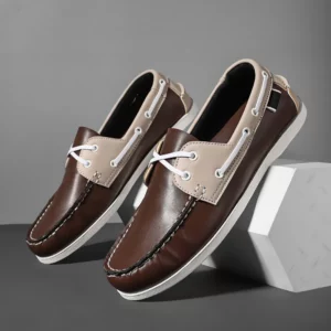 Men's Trendy Apron Toe Loafer Shoes, Slip On Comfy Non Slip For Outdoor Walking Traveling, Spring And Summer - Image 4