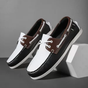 Men's Trendy Apron Toe Loafer Shoes, Slip On Comfy Non Slip For Outdoor Walking Traveling, Spring And Summer - Image 3