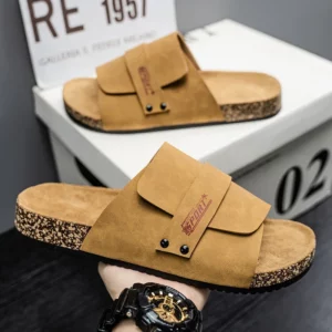 Slippers Men Luxury Classic Brown Cork Summer Slides Fashionable Womens Flat Slippers Outdoor Mules Sandals Men pantuflas hombre - Image 2