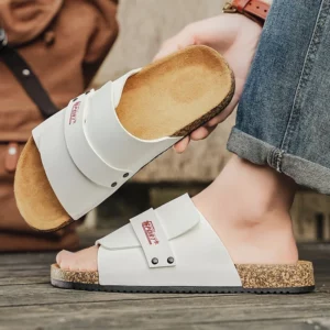 Slippers Men Luxury Classic Brown Cork Summer Slides Fashionable Womens Flat Slippers Outdoor Mules Sandals Men pantuflas hombre - Image 3