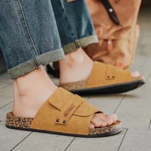 Slippers Men Luxury Classic Brown Cork Summer Slides Fashionable Womens Flat Slippers Outdoor Mules Sandals Men pantuflas hombre - Image 4