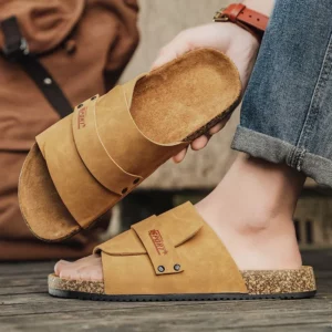 Slippers Men Luxury Classic Brown Cork Summer Slides Fashionable Womens Flat Slippers Outdoor Mules Sandals Men pantuflas hombre - Image 6