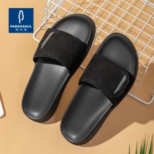 Real leather one-piece slippers for summer new Velcro sandals anti slip and odor resistant leather slippers for men 220346 - Image 4