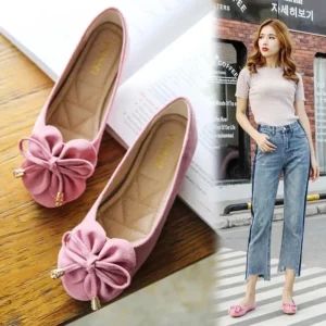 BEYARNE spring autumn sweet bow knot flats women flower appliques moccasins brand high quality ballet flats woman single shoes - Image 5