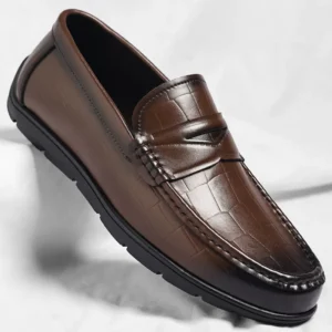 Men's leather shoes, casual and fashionable British style, one step on lazy loafers - Image 1
