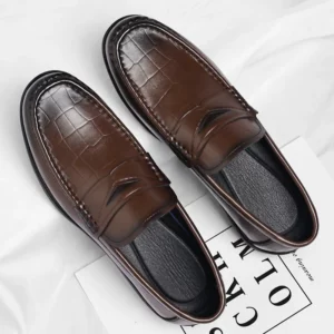 Men's leather shoes, casual and fashionable British style, one step on lazy loafers - Image 4