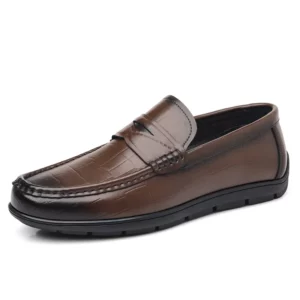 Men's leather shoes, casual and fashionable British style, one step on lazy loafers - Image 5