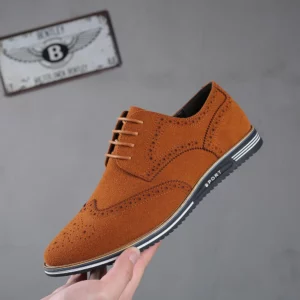 New Style Men's Classic Retro Brogue Shoes Mens Lace-up Suede Leather Casual Shoes Men Light Comfortable Driving Flats - Image 5
