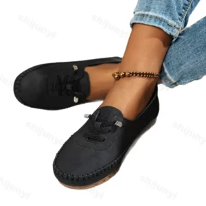 Women's Loafers Fashion Lace Up Comfortable Round Toe Soft Sole Flats Daily Walking Lightweight Versatile Slip on Casual Shoes - Image 5