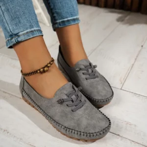 Women's Loafers Fashion Lace Up Comfortable Round Toe Soft Sole Flats Daily Walking Lightweight Versatile Slip on Casual Shoes - Image 6