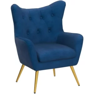 Hulala Home Velvet Accent Chair, Modern Wingback Arm Design, Metal Gold Legs Velvet Tufted Upholstered - Image 6