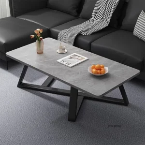 Simple Modern Coffee Table Living Room Home Office Sofa Side Tables Luxury Small Apartment Rock Slab Pattern Coffee Table - Image 1