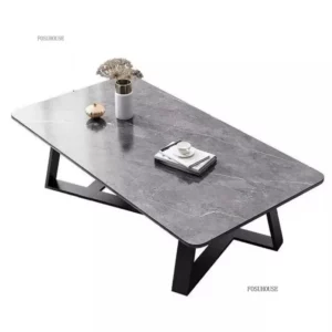 Simple Modern Coffee Table Living Room Home Office Sofa Side Tables Luxury Small Apartment Rock Slab Pattern Coffee Table - Image 2
