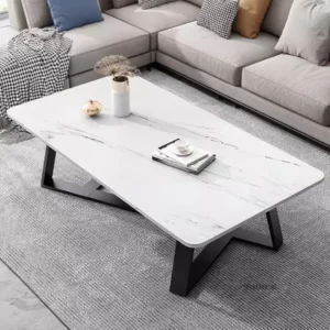 Simple Modern Coffee Table Living Room Home Office Sofa Side Tables Luxury Small Apartment Rock Slab Pattern Coffee Table - Image 3