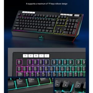 DEADSKULL 4-in-1 Gaming Combo Wired Keyboard, Mouse, Headphone & Mouse Pad PC Gaming Kit 4 Bundle Set - C880 - Image 4