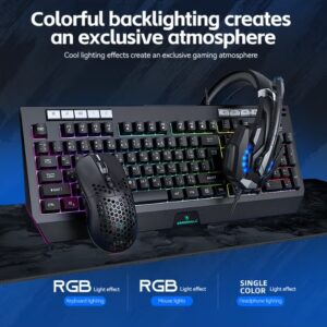 DEADSKULL 4-in-1 Gaming Combo Wired Keyboard, Mouse, Headphone & Mouse Pad PC Gaming Kit 4 Bundle Set - C880 - Image 5