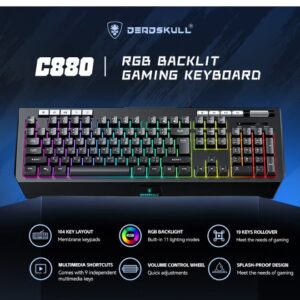 DEADSKULL 4-in-1 Gaming Combo Wired Keyboard, Mouse, Headphone & Mouse Pad PC Gaming Kit 4 Bundle Set - C880 - Image 6