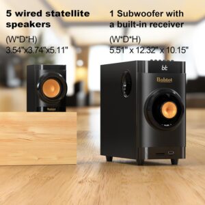 Bobtot Small Subwoofer Home Theater for TV Surround System 5 Wired Speakers Amplifier 4 inch Woofer Built-in Receiver Support ARC Optical Bluetooth Input for Projector - Image 4