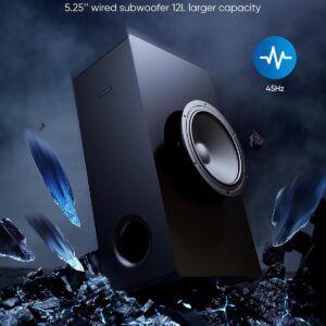 Sound Bar for Smart TV 2.1CH 190W Peak Power Soundbar with Subwoofer Detachable 2-in-1 BT 5.4 Surround Sound System 12L Deep Bass for PC Game with HD-ARC/Opt/USB/AUX Home Theater - Image 5