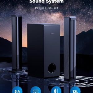 Sound Bar for Smart TV 2.1CH 190W Peak Power Soundbar with Subwoofer Detachable 2-in-1 BT 5.4 Surround Sound System 12L Deep Bass for PC Game with HD-ARC/Opt/USB/AUX Home Theater - Image 7