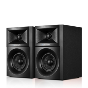 Sanyun SW203 4.0 Computer Speakers - 60W 4-Way DSP Control 3D Immersive Sound - 3" Carbon Fiber Woofer & 20mm Silk Dome Tweeter - 24bit DAC USB/Bluetooth 5.4/AUX - Studio-Grade Audio (Pair, Black) - Image 1