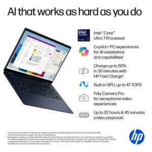 HP (Upgraded Version) OmniBook X Flip 2-in-1 Copilot+ PC Laptop With 14-Inch 2K Touch-Screen Display, Intel Core Ultra 7 Processor/16GB RAM/1TBSSD/Intel Arc Graphics/Windows 11 Home Atmospheric Blue Atmospheric Blue English Atmospheric Blue - Image 5