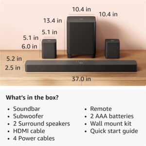 Amazon Fire TV Soundbar Plus with subwoofer and surround sound speakers (newest model), 5.1 channel, Dolby Atmos, clear dialogue - Image 2