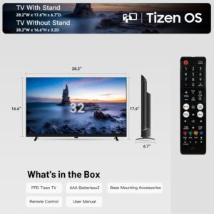 FPD Smart TV 32 Inch, Television Compatible with Samsung TV Plus Powered by Tizen OS, 720 HD TV with Dolby Audio, HDR 10, SmartThings, Miracast, Gaming Hub, Voice Remote Flat Screen TV (AT32-P1) - Image 2