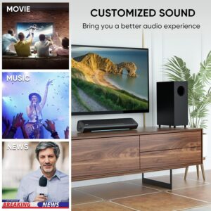 Saiyin Sound Bars for TV with Subwoofer, 2.1 Deep Bass Small Soundbar Monitor Speaker Home Theater Surround System PC Gaming Bluetooth/AUX/Optical Connection, Wall Mountable 17-inch - Image 6
