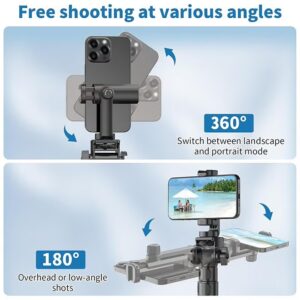 TONEOF 170cm Phone Tripod, Portable Phone Stand Tripod for Travel/Video Recording, Long Distance Remote Control, with 1/4'' Screw and Detachable phone clip, Compatible with iPhone/Android/Camera with 1/4'' Hole - Image 5