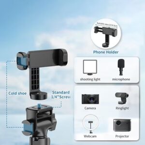 TONEOF 170cm Phone Tripod, Portable Phone Stand Tripod for Travel/Video Recording, Long Distance Remote Control, with 1/4'' Screw and Detachable phone clip, Compatible with iPhone/Android/Camera with 1/4'' Hole - Image 6