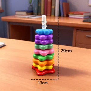 Baby Rotating Rainbow Tower Montessori Stacking Puzzle Toys Safety Early Educational Children's Toys Christmas Birthday Gifts - Image 6