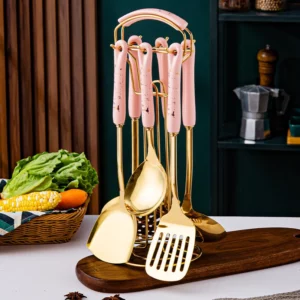 7pcs stainless steel spatula soup spoon kitchenware set cooking spatula kitchen supplies ceramic handle Nordic kitchen tools - Image 5