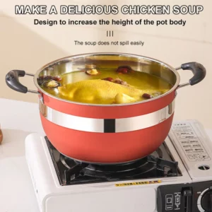 12-Piece Nonstick Cookware Set Premium Thickened Stainless Steel Pots and Pans with Glass Lids Kitchenware for Home Cooking - Image 4