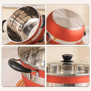 12-Piece Nonstick Cookware Set Premium Thickened Stainless Steel Pots and Pans with Glass Lids Kitchenware for Home Cooking - Image 5