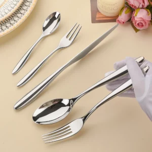 5Pcs 304 stainless steel flatware knife fork cutlery set restaurant kitchen Home commercial high-end dinnerware cutlery - Image 3