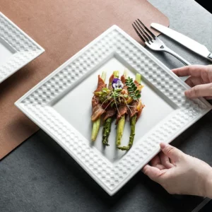 White Minimalist Ceramic Square Plate Commercial Restaurant Western Food Plate Steak Plates High-end Tableware Breakfast Plates - Image 3
