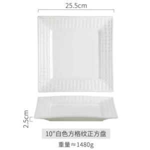 White Minimalist Ceramic Square Plate Commercial Restaurant Western Food Plate Steak Plates High-end Tableware Breakfast Plates - Image 6