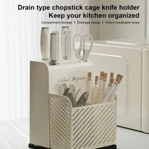 Kitchen Countertop Cutlery Holder Kitchen Utensil Organizer Rack Knife Holder Fork Spoon Chopsticks Tube With Drain - Image 4