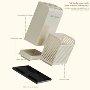 Kitchen Countertop Cutlery Holder Kitchen Utensil Organizer Rack Knife Holder Fork Spoon Chopsticks Tube With Drain - Image 5