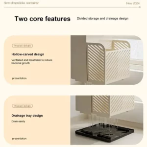 Kitchen Countertop Cutlery Holder Kitchen Utensil Organizer Rack Knife Holder Fork Spoon Chopsticks Tube With Drain - Image 6