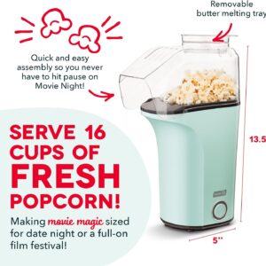 DASH Fresh Pop Popcorn Maker - Oil-Free, Air Popcorn Popper - With Measuring Cup & Recipe Guide - Perfect for Movie Nights - 16 Cups, Aqua - Image 8