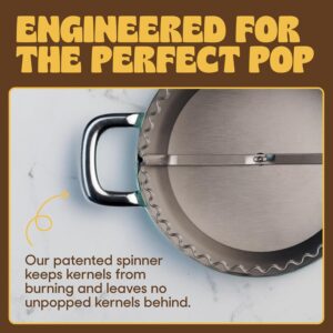 Popsmith Popcorn Popper in Mint - 6 Quart Stovetop Popcorn Machine - Stainless Steel Popcorn Maker Compatible with All Stovetops - Image 8