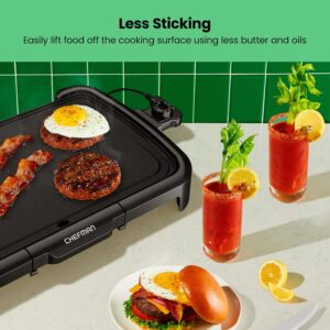 Chefman XL Electric Griddle with Removable Temperature Control, Immersible Flat Top Grill, Burger, Eggs, Pancake Griddle, Nonstick Extra Large Cooking Surface, Slide Out Drip Tray, 10 x 20 Inch - Image 3