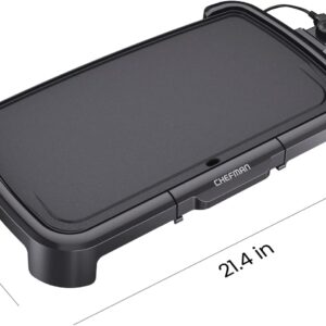 Chefman XL Electric Griddle with Removable Temperature Control, Immersible Flat Top Grill, Burger, Eggs, Pancake Griddle, Nonstick Extra Large Cooking Surface, Slide Out Drip Tray, 10 x 20 Inch - Image 7