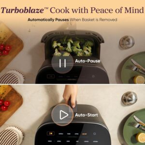 Cosori 9-in-1 TurboBlaze Air Fryer 6 Qt, Premium Ceramic Coating, 90°–450°F, Precise Heating for Even Results, Air Fry, Roast, Bake, Broil, Dry, Frozen, Proof, Reheat, Keep Warm, 120V, Dark Gray - Image 4