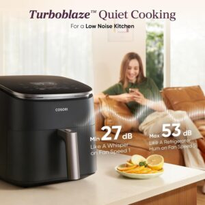 Cosori 9-in-1 TurboBlaze Air Fryer 6 Qt, Premium Ceramic Coating, 90°–450°F, Precise Heating for Even Results, Air Fry, Roast, Bake, Broil, Dry, Frozen, Proof, Reheat, Keep Warm, 120V, Dark Gray - Image 5
